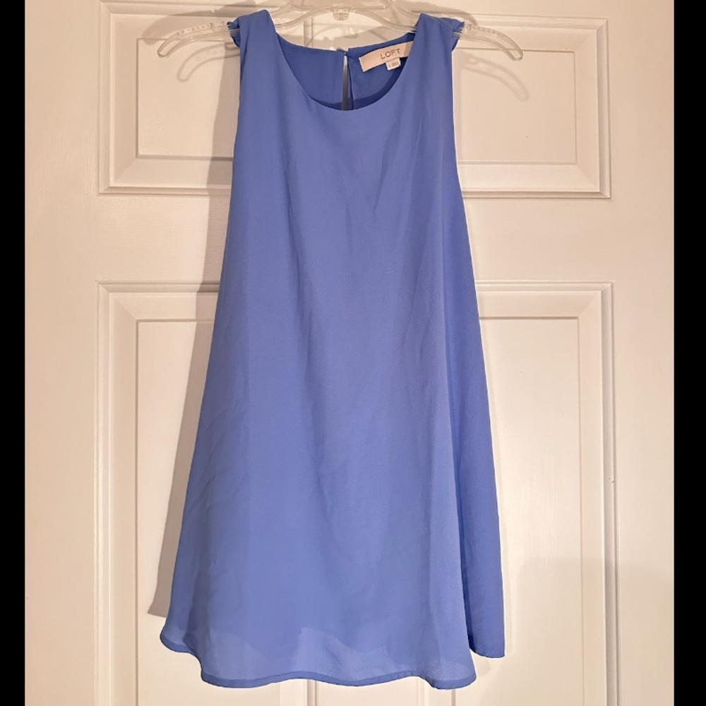 Small Loft tank top blouse with ruffle back periwinkle blue